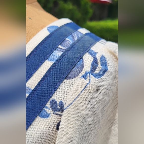 The Cottager for the Junior Cream and Blue Floral Vintage Maxi Dress - Picture 9 of 13